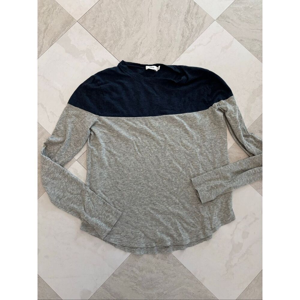 Vince Colorblock Gray / Navy Blue Long Sleeve Women SZ XS